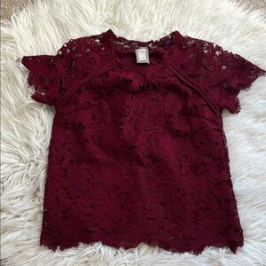 Anthropologie Guest Editor Lace Burgundy Top